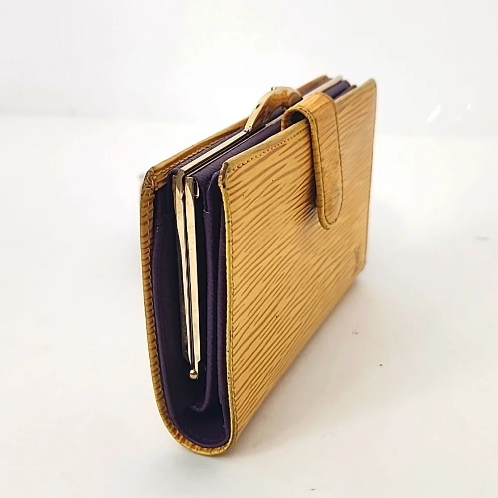 Louis Vuitton Yellow Epi Leather Kiss Lock Bifold Wallet
